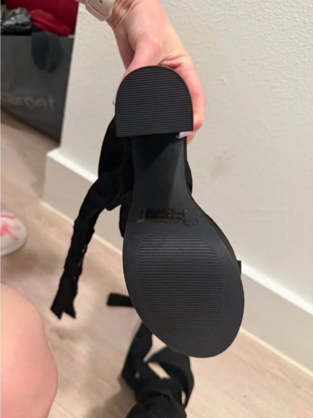 Fashion Nova Black Lace-Up Platform Block Heels